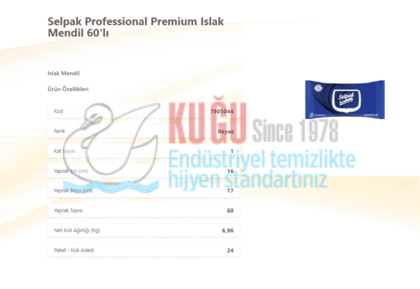 KGE-7901044  Selpak Professional Islak Mendil 60'lı 24 Paket - Görsel 3