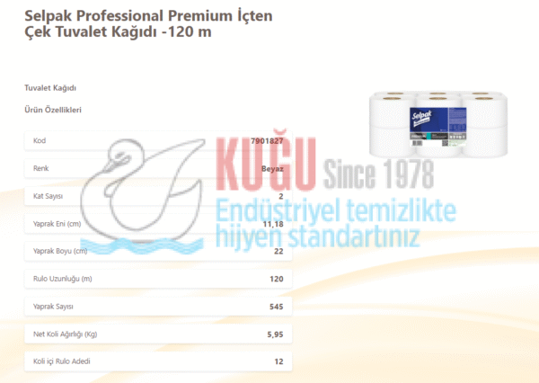 KGE-7901827 Selpak Professional 120 Mt 12'li İçten Çekmeli Cimri Tuvalet Kağıdı - Görsel 2