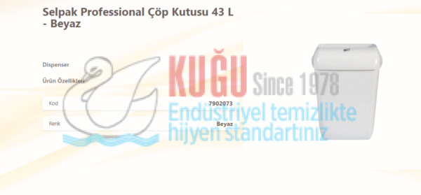 KGE-7902073 Selpak Professional 43 LT Beyaz Çöp Kutusu Kovası - Görsel 2