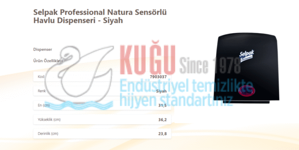 KGE-7903037 Selpak Professional Siyah Renk Natura Sensörlü Havlu Dispenseri - Görsel 3