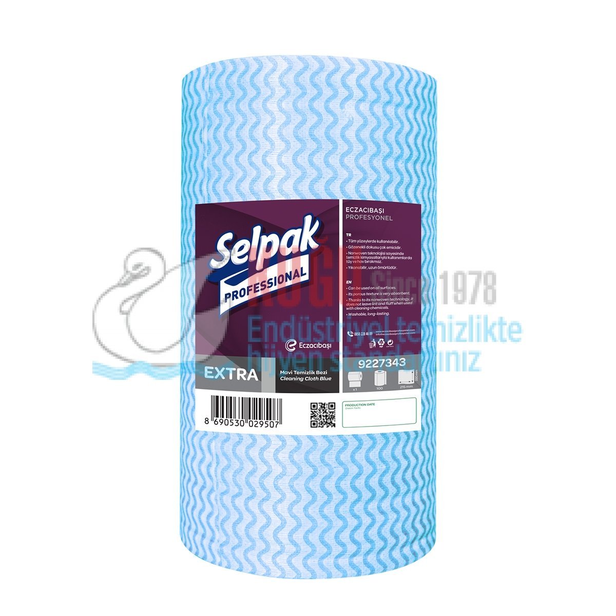 7904168.jpg KGE-7904168 Selpak Professional Mavi Temizlik Bezi 100'lü 6 Rulo - Görsel 1