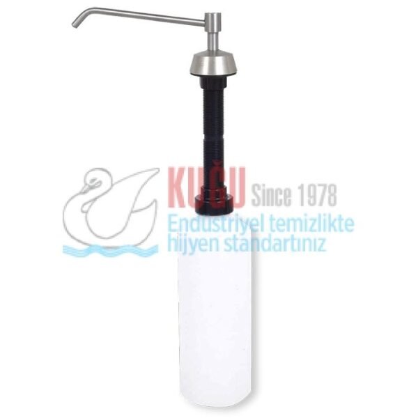 8097 Ankastre Tezgaha Gömme 304 S.S. Paslanmaz Çelik 1000 ML İç Hacimli 15 Cm Gaga Uzunluğunda Sıvı Sabun Dispenseri - Görsel 1