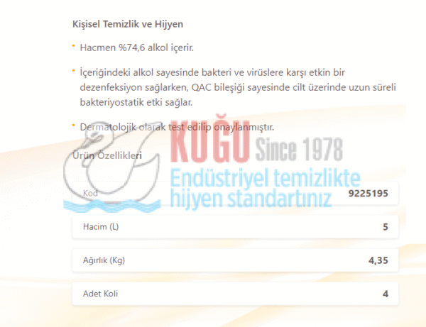 KGE-9225195 Maretem M105 Alkol Bazlı El Dezenfektanı 5L - Görsel 2