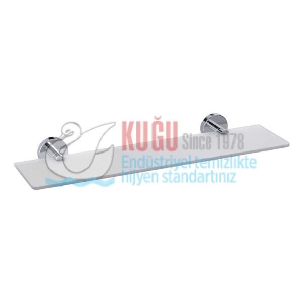 9251 304 S.S. Paslanmaz Çelik Üzeri Krom Kaplama Buzlu Camlı Etajer - Görsel 1