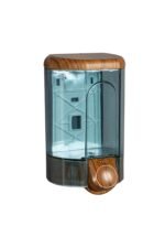 KGB-19334 Şeffaf Ahşap 1100 ML İç Hacimli Sıvı Sabun ve Dezenfektan Dispenseri Banyo ve Mutfak Sabunluk Aparatı
