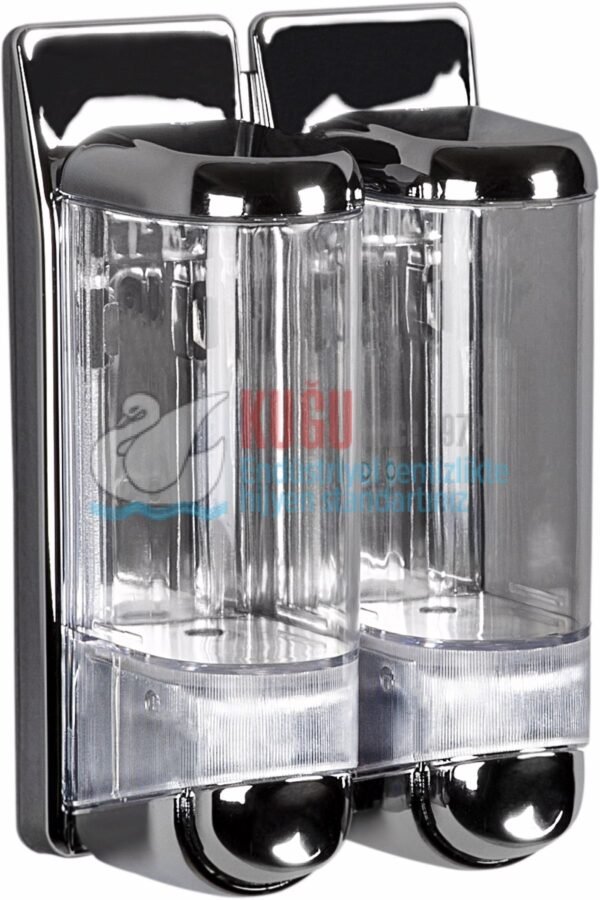 KGB-19404 Şeffaf Krom İKİLİ 2×250 500 ML FREE TWIN SIVI SABUN DEZENFEKTAN VE ŞAMPUAN Banyo ve Mutfak APARATI - Görsel 1