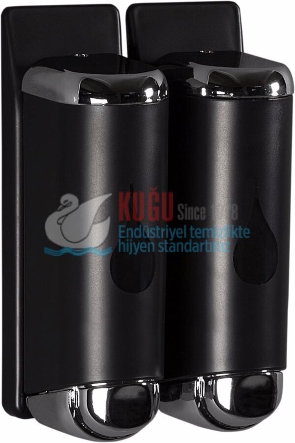 KGB-19405 Siyah Krom İKİLİ 2×250 500 ML FREE TWIN SIVI SABUN DEZENFEKTAN VE ŞAMPUAN Banyo ve Mutfak APARATI - Görsel 1