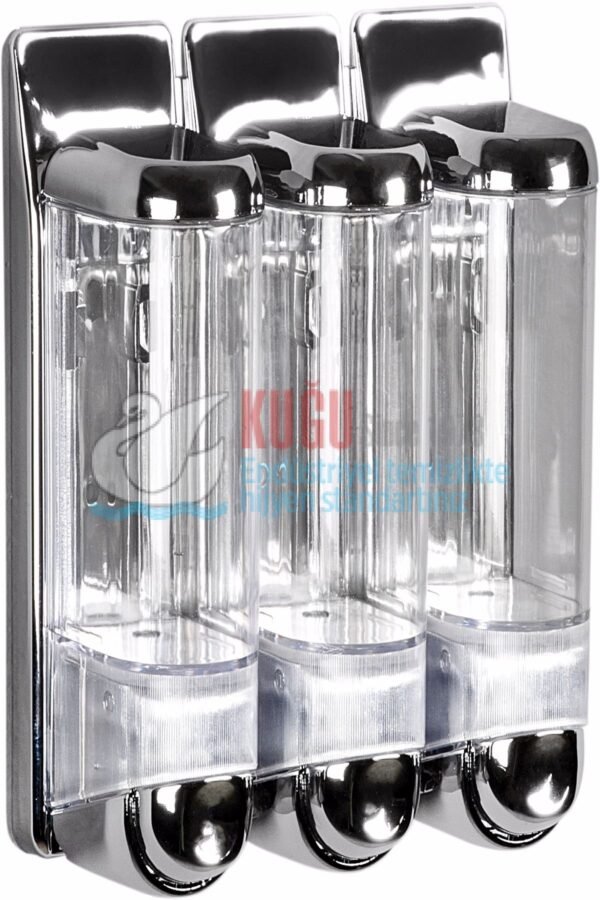 KGB-19407 Şeffaf Krom ÜÇLÜ 3X250 750 ML FREE TRIPLE SIVI SABUN DEZENFEKTAN VE ŞAMPUAN Banyo ve Mutfak APARATI - Görsel 1