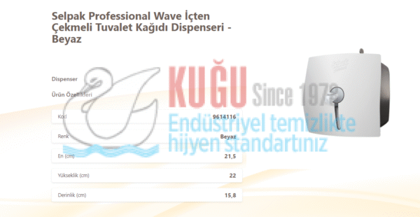 KGE-9614116 Selpak Professional Beyaz Renk İçten Çekmeli Cimri WC Tuvalet Kağıdı Dispenseri - Görsel 2