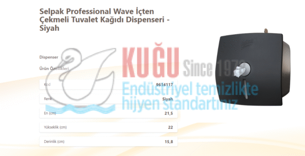 KGE-9614117 Selpak Professional Siyah Renk İçten Çekmeli Cimri WC Tuvalet Kağıdı Dispenseri - Görsel 2
