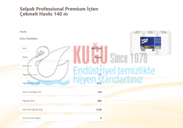 KGE-7907834 Selpak Professional 140 Mt 9'lu İçten Çekmeli El Havlusu - Görsel 2
