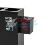 9500-P Beş Bölmeli Siyah Renk Metal İç Kovalı Atık Pil Kutusu Hazneli Elektrostatik Toz Fırın Boyalı  Geri Dönüşüm Sıfır Atık Çöp Kovası - Görsel 6