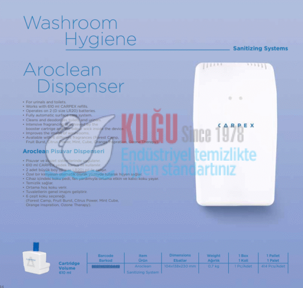 KGC-8697461916449 Carpex 610 ml Aroclean Otomatik Pisuvar Dispenseri Kartuşu - Görsel 2