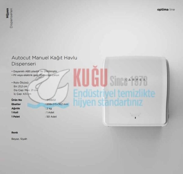 KGC-910602-W Carpex Beyaz Renk Optima Manuel AUTOCUT Çek-Al Hareketli Makine Kağıt Havlu Makinesi (2 YIL GARANTİLİ) - Görsel 3