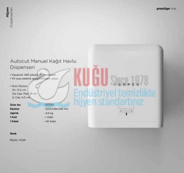KGC-913010-B Carpex Siyah Renk Prestige Manuel AUTOCUT Çek-Al Hareketli Makine Kağıt Havlu Makinesi (2 YIL GARANTİLİ) - Görsel 2