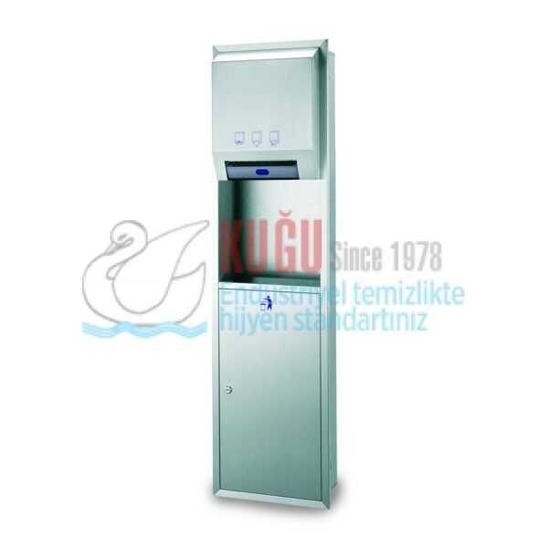 2607 304 Kalite Paslanmaz Çelik Hareketli Makine Havlusu Aparatı ve 23 LT Çöp Kovası Kombi Set - Görsel 1