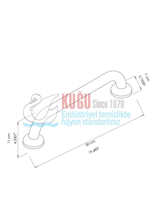 2708 304 S.S Paslanmaz Çelik Düz Tutamak (30-40-50-60 CM) - Görsel 6