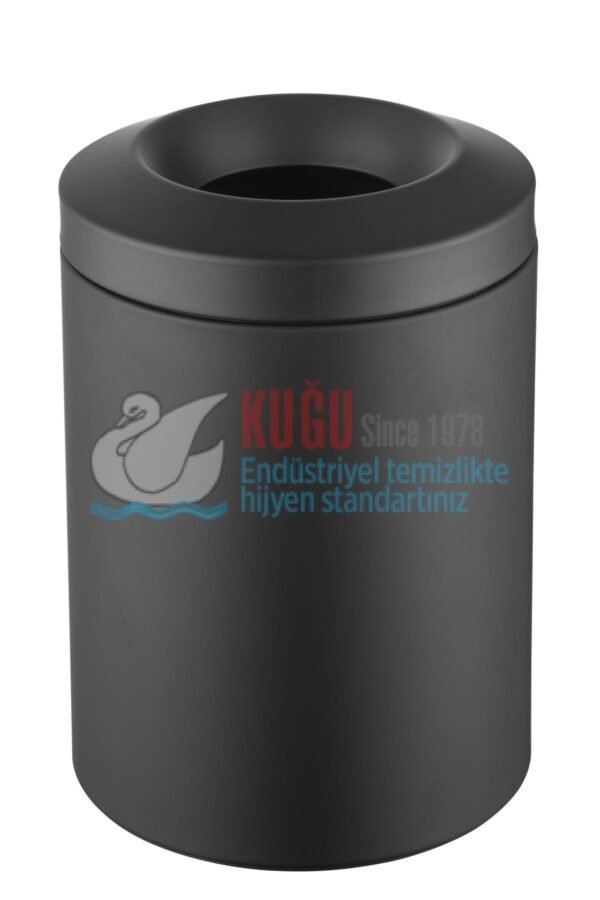 9048-B Mat Siyah Renk Paslanmaz Çelik 7 Litre Kapasiteli Açık Tip Yanmaz İç Hazneli Ofis ve Otel Tipi Çöp Kovası - Görsel 1