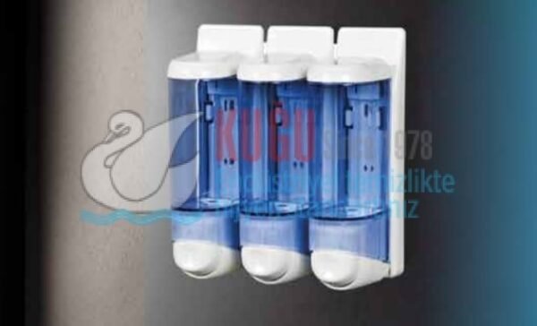 8523 Şeffaf Krom ÜÇLÜ 3X250 750 ML FREE TRIPLE SIVI SABUN DEZENFEKTAN VE ŞAMPUAN Banyo ve Mutfak APARATI - Görsel 3