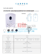 KGC-932192-RS Carpex Kırmızı Nature 900 ML Üstten Doldurmalı Hazneli Sensörlü ve Fotoselli Sıvı Sabun Dispanseri Aparatı - Görsel 8