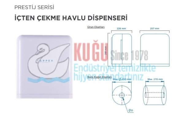 KGC-913030 Carpex Beyaz Renk Prestige İçten Çekmeli Kağıt Havlu Banyo Ve Mutfak Dispanseri Aparatı - Görsel 9