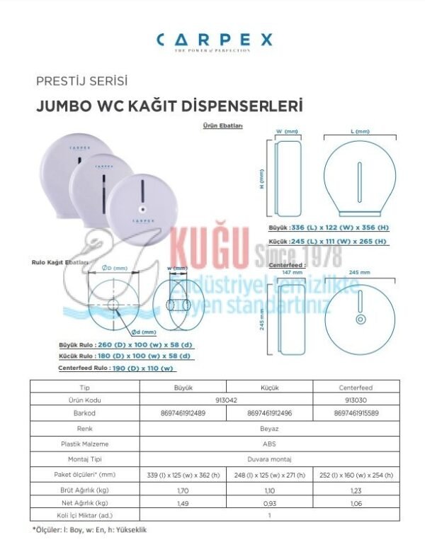 KGC-913042-S Carpex Prestige Siyah Renk Mini Jumbo WC Kağıt Dispenseri Aparatı - Görsel 8