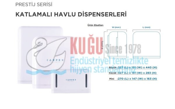 KGC-913050-B Carpex Siyah Renk Z-W-V-C Katlamalı Kağıtlarına Uygun Ayar Mekanizmalı Mini Boy Kağıt Havlu Dispanseri - Görsel 7