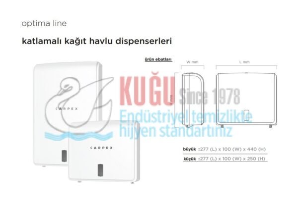 KGC-910604-W Carpex Optima Beyaz Renk Z Katlamalı Büyük Boy Kağıt Havlu Dispanseri - Görsel 5