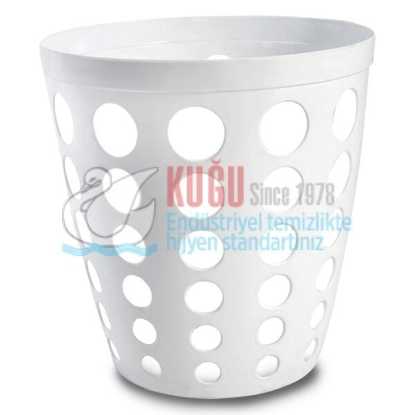 2526 Beyaz Renk Abs Sert Plastik Delikli Ofis Tipi Çöp Kovası - Görsel 1
