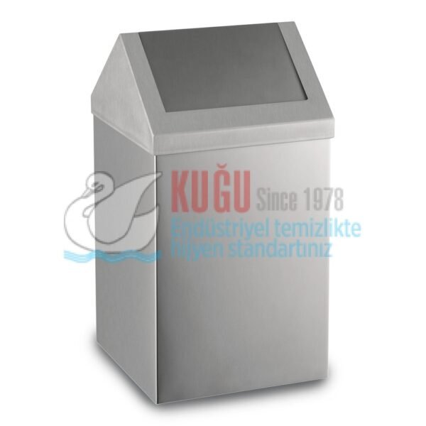 2569 80 Litre 304 S.S. Paslanmaz Çelik Sallanır Çatı Kapaklı Çöp Kovası - Görsel 1