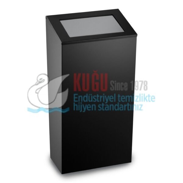 2579 38 Litre Kapasiteli Siyah Renk Çelik İtme Kapaklı Çöp Kovası - Görsel 1