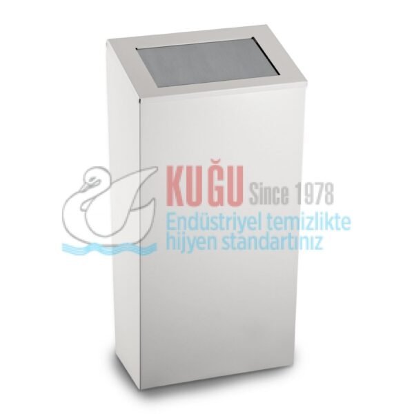 2577 38 Litre Kapasiteli Beyaz Renk Çelik İtme Kapaklı Çöp Kovası - Görsel 1