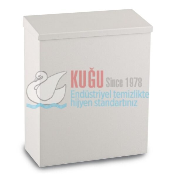 2593 7 Litre Paslanmaz Çelik Beyaz Renk Kapaklı Duvara Monte Çöp Kovası - Görsel 1