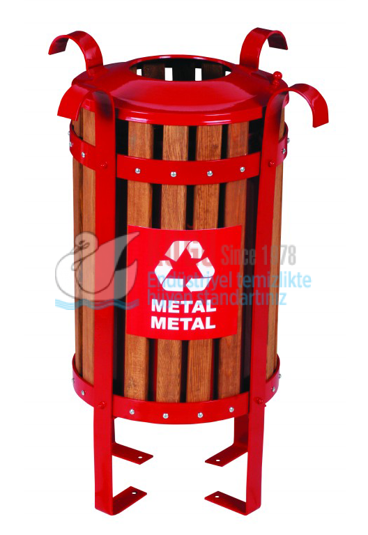 KGS-4906.png 3048-K Kırmızı Renk EMPRENYE GERÇEK AHŞAP 3’LÜ GERİ DÖNÜŞÜM ÇÖP KOVASI - Görsel 1