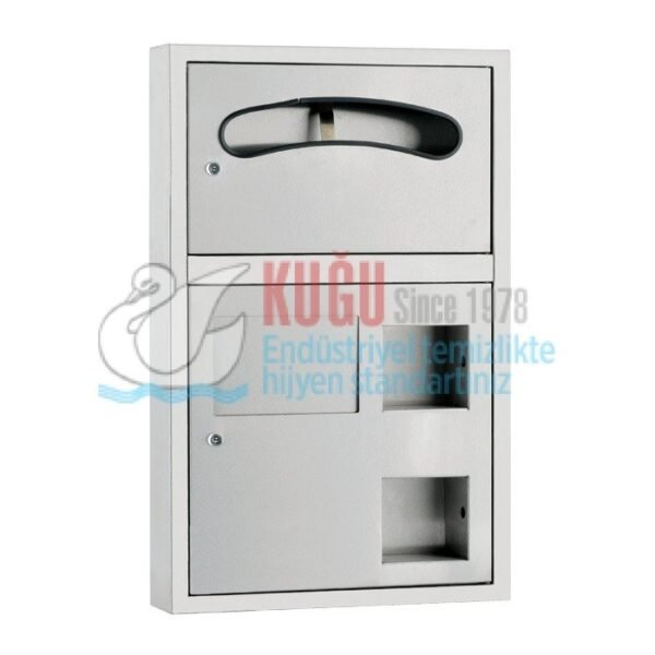 KGX-2044 3'LÜ ÖZEL SET 304 Satine Paslanmaz Çelik (Klozet Kapak Örtüsü-Wc Tuvalet Kağıtlığı ve Çöp Kovası) - Görsel 1