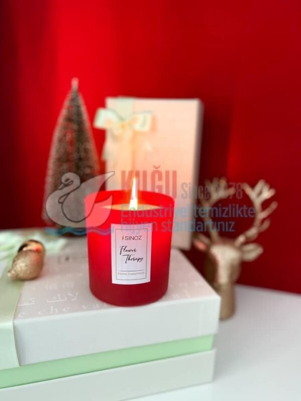 SNZ-ST7007 Sinoz Flower Therapy Gül ve Misk Kokulu 200 Gr Mum (Özel Kırmızı Cam Ambalajında) - Görsel 1
