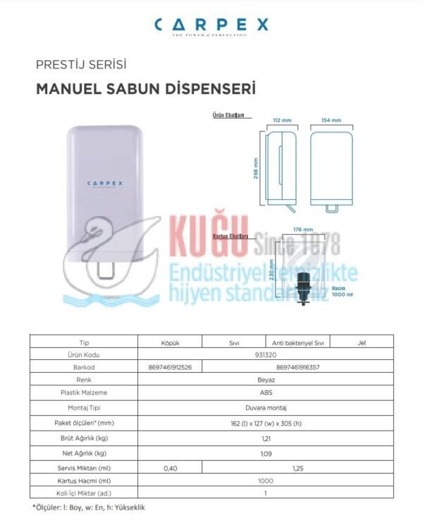 KGC-931320-B Carpex Siyah Renk Prestige Manuel Köpük & Sıvı Sabun Dispenseri - Görsel 8