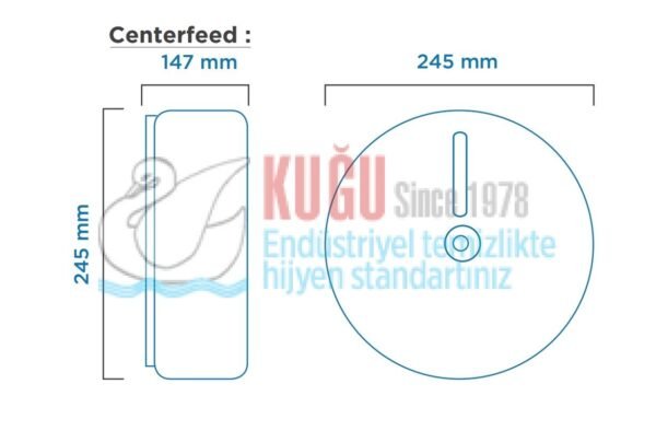 KGC-913030-B Carpex Prestige Siyah Renk Maxi Jumbo Centerfeed Cimri İçten Çekmeli WC Kağıt Dispenseri Aparatı - Görsel 5