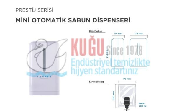 KGC-932360-MB Carpex Siyah Renk Mini 700 ML Prestige Otomatik Sensörlü Pilli Köpük & Sıvı Sabun Dispenseri - Görsel 7