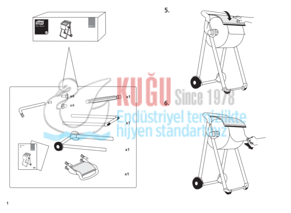 KT-652008 Tork W1 Sistem Kırmızı Dıştan Çekmeli Ayaklı Taşınabilinir Seyyar Havlu Dispenseri - Görsel 13