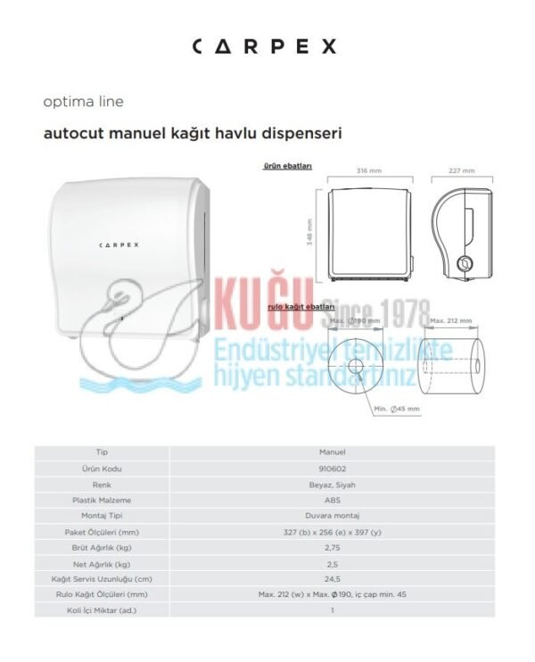 KGC-910602-W Carpex Beyaz Renk Optima Manuel AUTOCUT Çek-Al Hareketli Makine Kağıt Havlu Makinesi (2 YIL GARANTİLİ) - Görsel 5