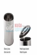 2599 40 Litre 304 Paslanmaz Çelik Metal İç Kovalı Pedallı Endüstriyel Çöp Kovası - Görsel 2