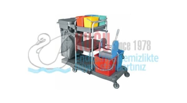 KGCY-1821 Kat Arabası Çift Çöp Toplamalı 4 Kovalı Plastik - Görsel 1