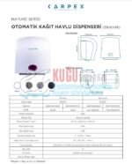 KGC-912070-W Carpex Nature Beyaz Renk Butonlu Elektrikli ve Pilli Sensörlü Kağıt Havlu Makinesi - Görsel 5