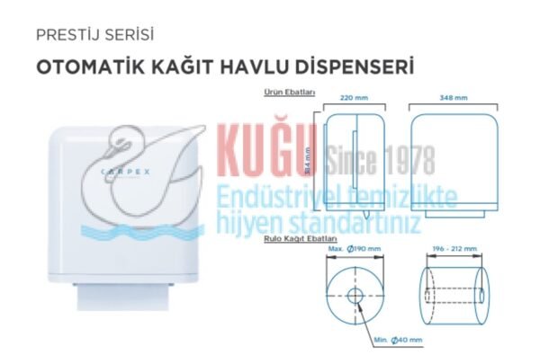 KGC-913100 Carpex Beyaz Renk Prestige Sensörlü Fotoselli Butonlu Otomatik Elektrikli ve Pilli Hareketli Kağıt Havlu Makinesi - Görsel 11