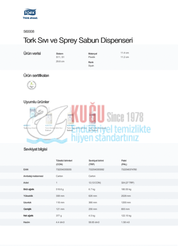 KT-560008 Tork S1 Sistem 1 Litre Siyah Renk Sıvı Sabun Dispenseri - Görsel 13