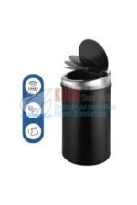 5328 13 LT SİYAH RENK ÇELİK PİLLİ VE SARJ EDİLEBİLİNİR BATARYALI SENSÖRLÜ MUTFAK VE BANYO ÇÖP KOVASI - Görsel 4