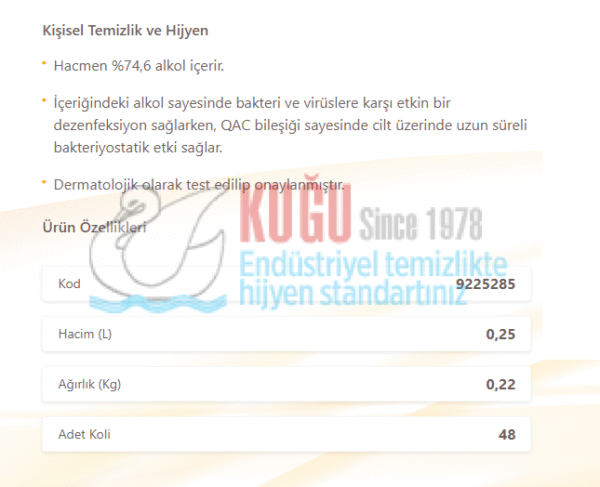 KGE-9225285 Maratem M105 Alkol Bazlı El Dezenfektanı 250 mL - Görsel 2