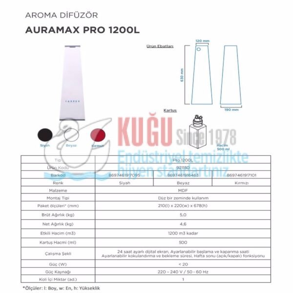 KGC-1200L-R Carpex Kırmızı Auramax Pro Large 1200 M3 Geniş Alan Etkili Kokulandırma Mikro Difüzyon Koku Makinesi - Görsel 4