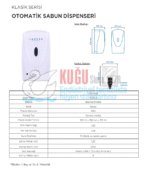 KGC-932122-K Carpex Beyaz Klasik 1200 ML Kartuşlu Sensörlü ve Fotoselli Köpük Sabun Dispanseri Aparatı - Görsel 8